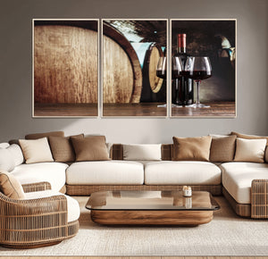 Wine and Barrel Wall Art Canvas Print