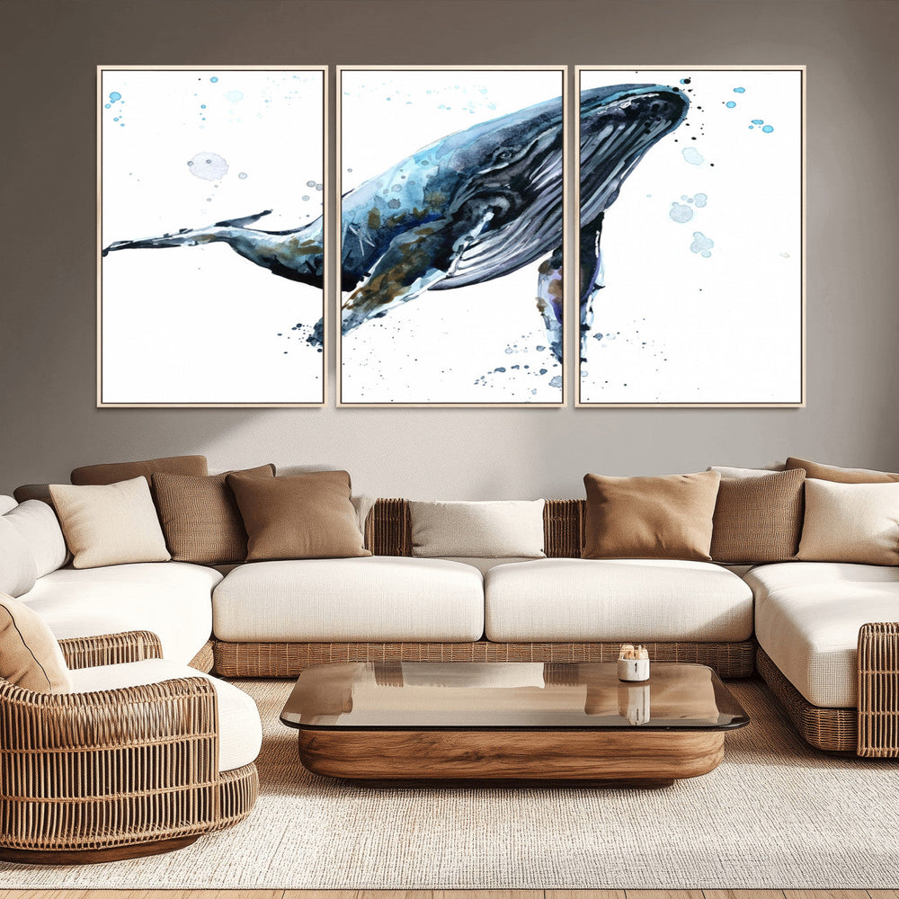 Watercolor Whale Wall Art Canvas Print