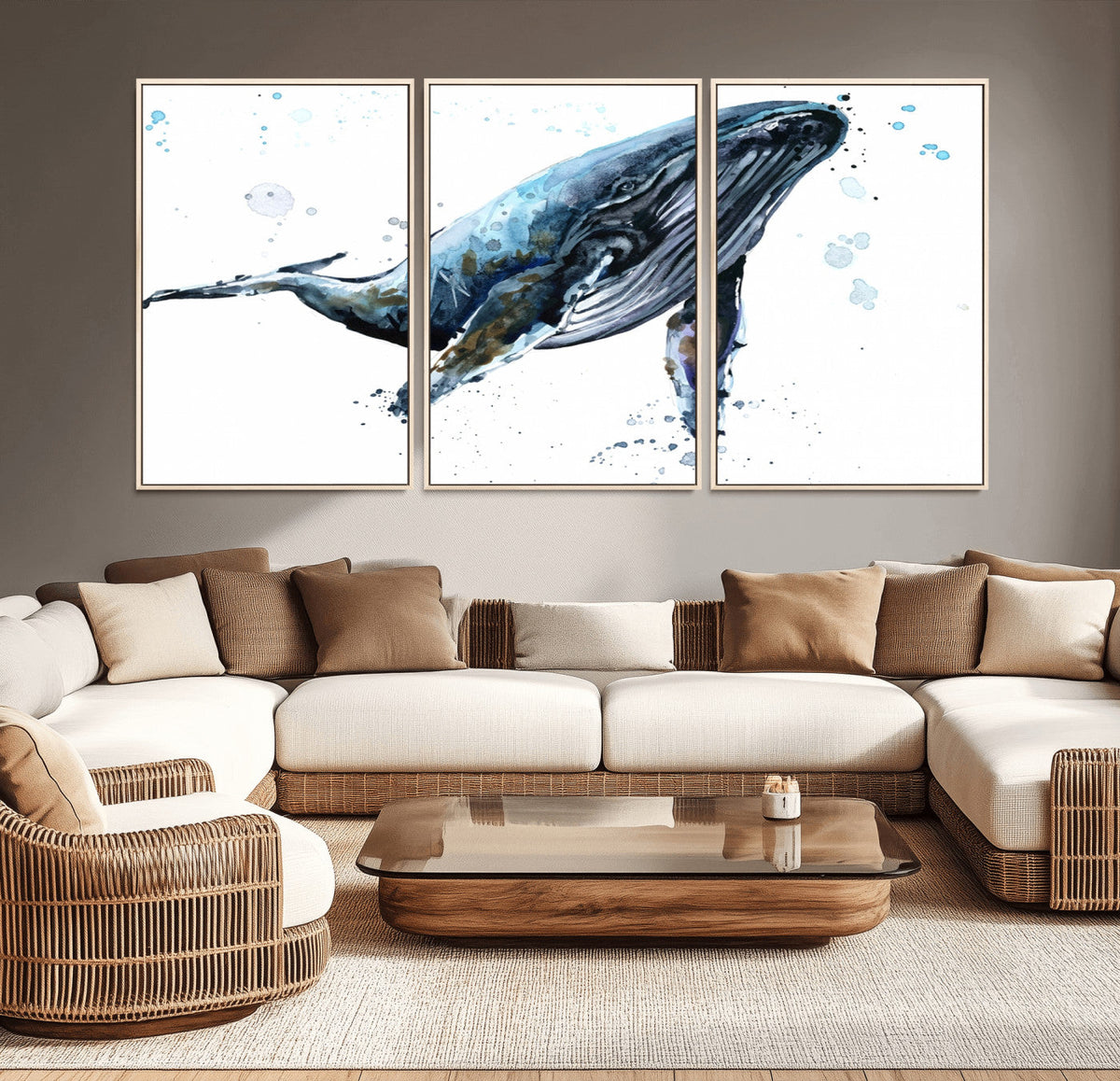 Watercolor Whale Wall Art Canvas Print