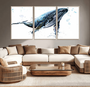 Watercolor Whale Wall Art Canvas Print