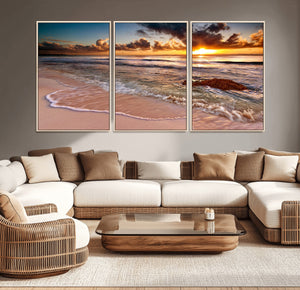 Sunset on Ocean Wall Art Canvas Print