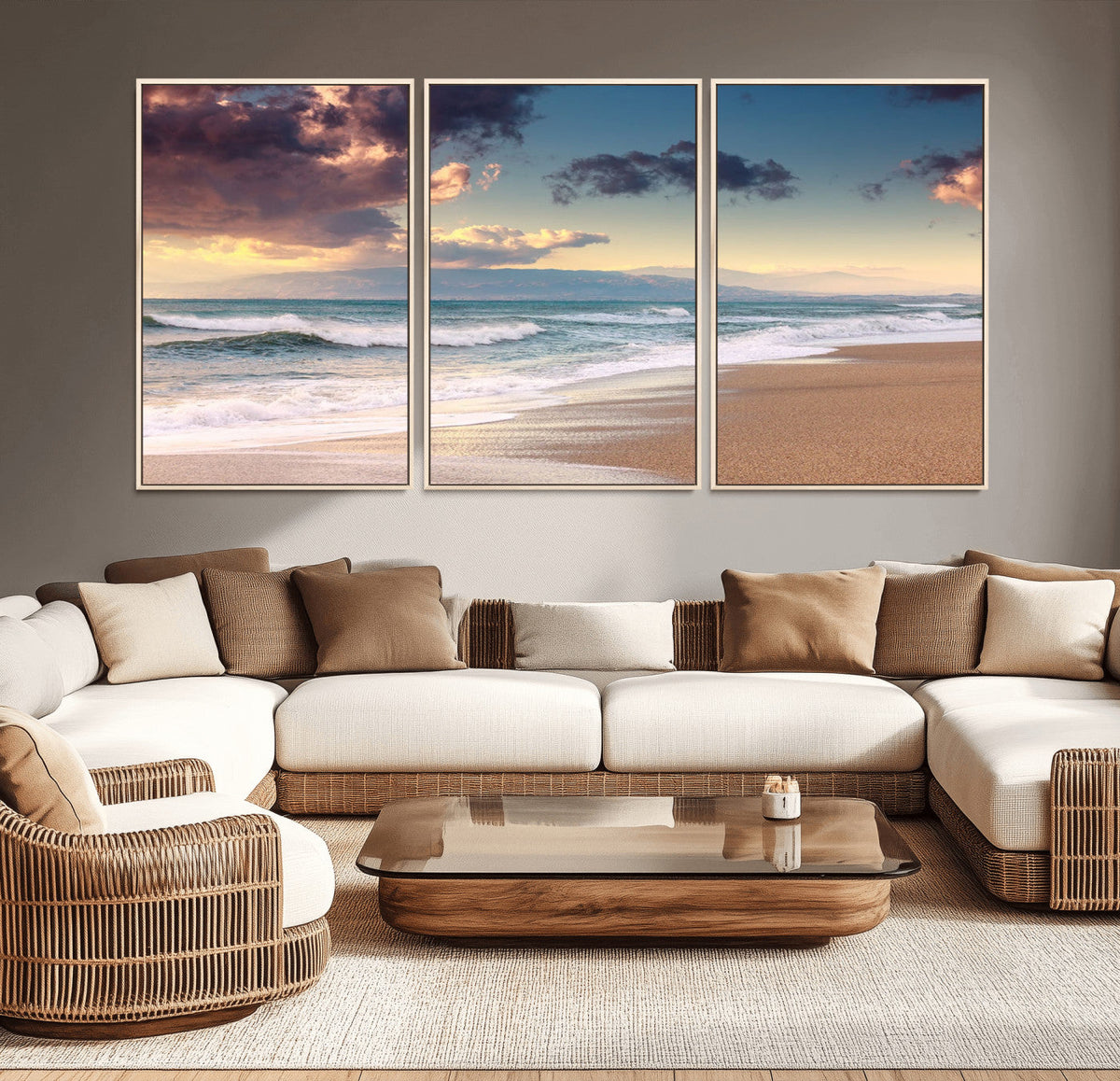 Cloudy Weather Beach Sunset Canvas Print | Sunrise Wall Art