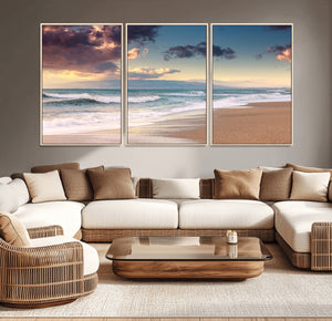 Cloudy Weather Beach Sunset Canvas Print | Sunrise Wall Art