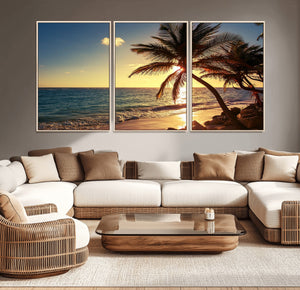 Sunset Palm Trees Wall Art Canvas Print