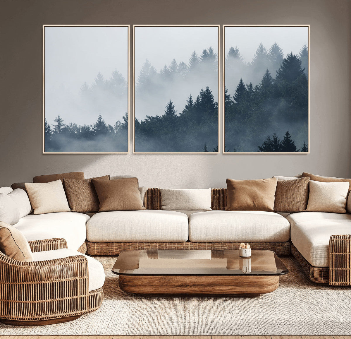 Foggy Pine Forest Wall Art Canvas Print