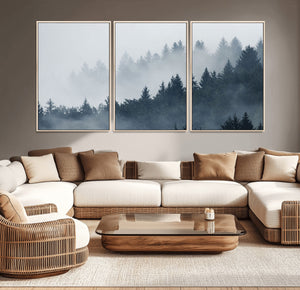 Foggy Pine Forest Wall Art Canvas Print