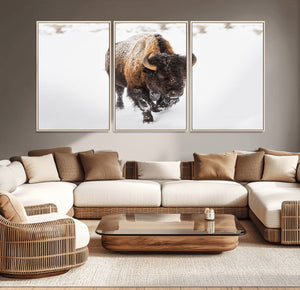 Bison Winter Wall Art Canvas Print For Farmhouse Decor