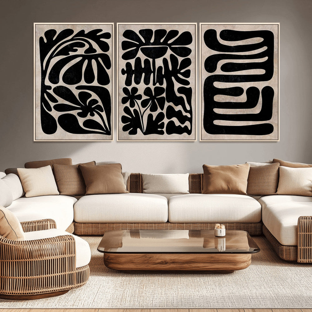 Canvas Print Wall Art Abstract Art Boho, Framed Boho Art