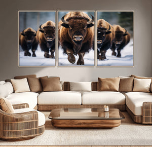 Buffalo Wall Art Canvas Print, American Bison Herd Wall Art