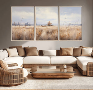 Golden Fields Wall Art Print Canvas – Serene Landscape of