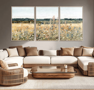 Wildflower Field Wall Art Canvas | Nature-Inspired Landscape