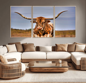 Texas Longhorn Wall Art Print, Framed Longhorn Cow Wall Art