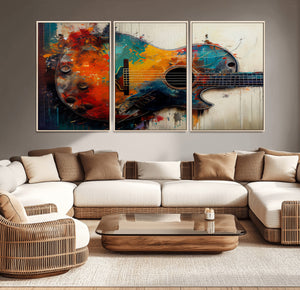 Abstract Guitar Wall Art Canvas | Vibrant Music-Inspired Art