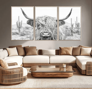 Rustic Charm | Cow Longhorn Black White Bighorn Wall Art