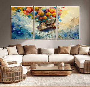 UP-Inspired Floating House with Balloons Canvas Art –