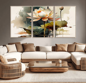 Lotus Flower Watercolor Canvas Print – A Symbol of Serenity
