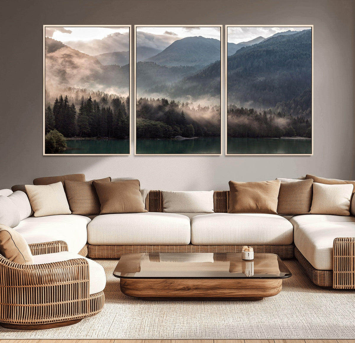 Foggy Mountain Canvas Print Forest Wall Art