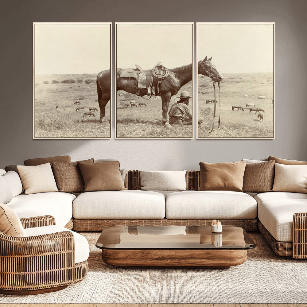 Cowboy Wall Art - Western Horse Canvas Print - Vintage