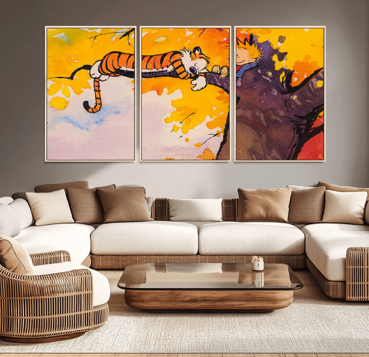 Calvin and Hobbes Tree Scene Canvas Print | 3 Panel Large