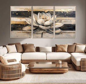 Lotus Flower Wall Art – Framed Abstract Floral Canvas