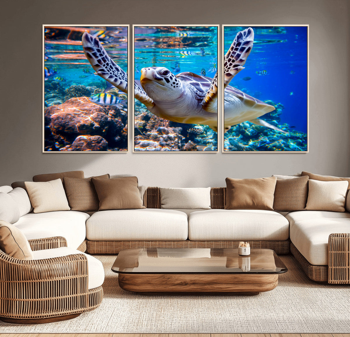 Underwater Sea Turtle Wall Art Canvas Print – Vibrant Ocean