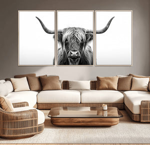 Highland Wall Art Canvas Print – Minimalist Black and White