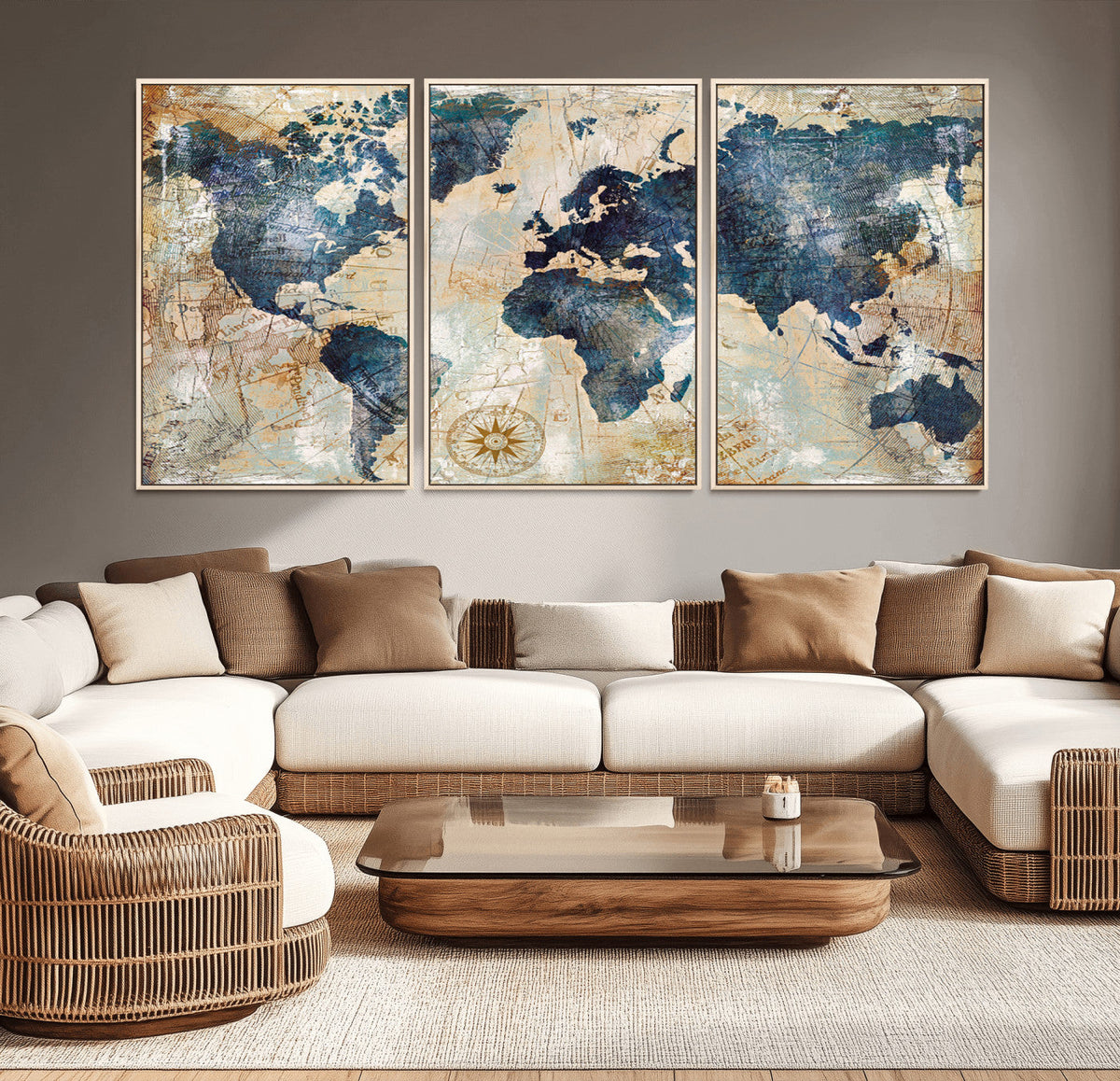 World Map Canvas Print – Framed Wall Art for Couples,