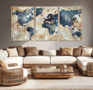 World Map Canvas Print – Framed Wall Art for Couples,