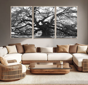 Ancient Oak Wall Art Canvas Print, Majestic Twisted Branches