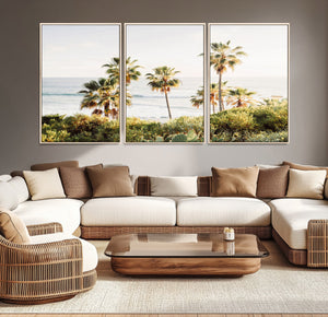 California Coast Palm Trees Wall Art Canvas Print – Framed