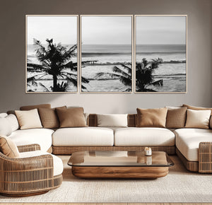 Tropical Coastline Wall Art Canvas Print – Framed Palm Trees
