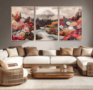 Mountain Wall Art Canvas Print – Framed Autumn Forest