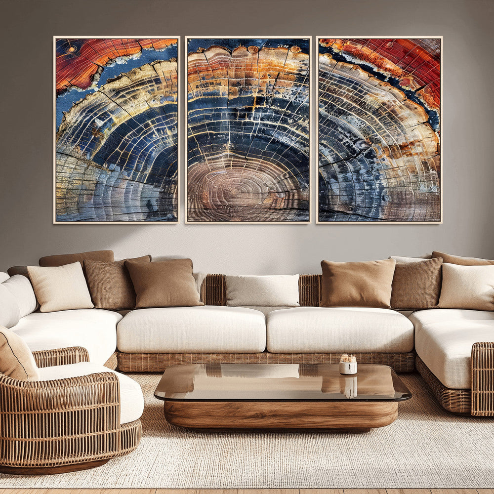 Tree Rings Wall Art Canvas Print – Framed Wood Art Picture