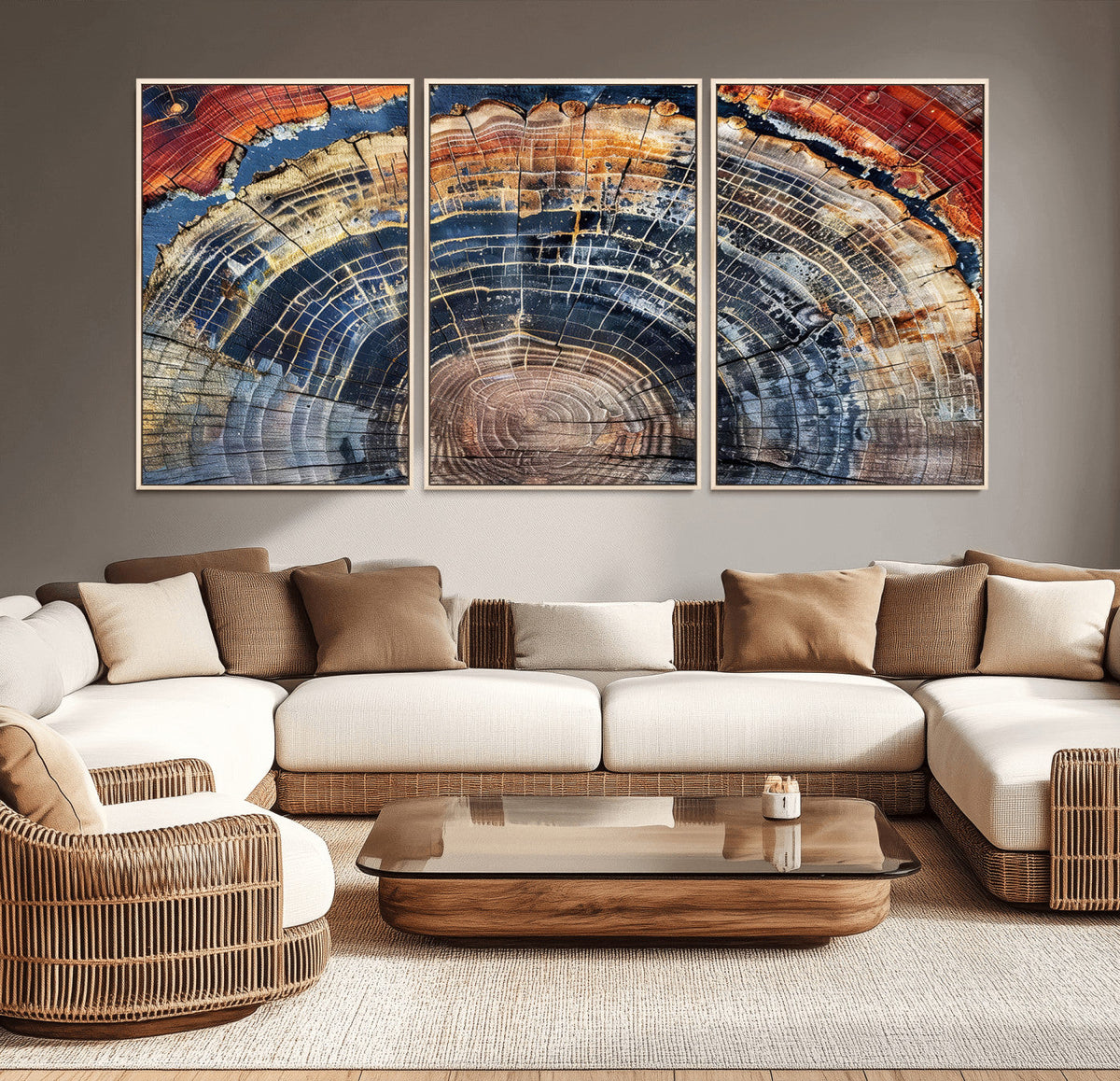 Tree Rings Wall Art Canvas Print – Framed Wood Art Picture