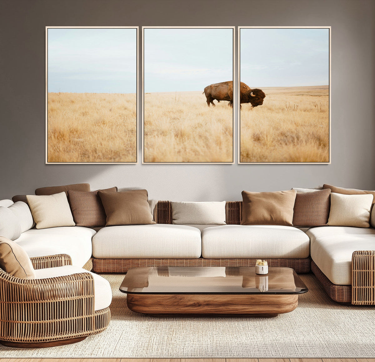 Buffalo Wall Art Canvas Print – Framed Western Wildlife