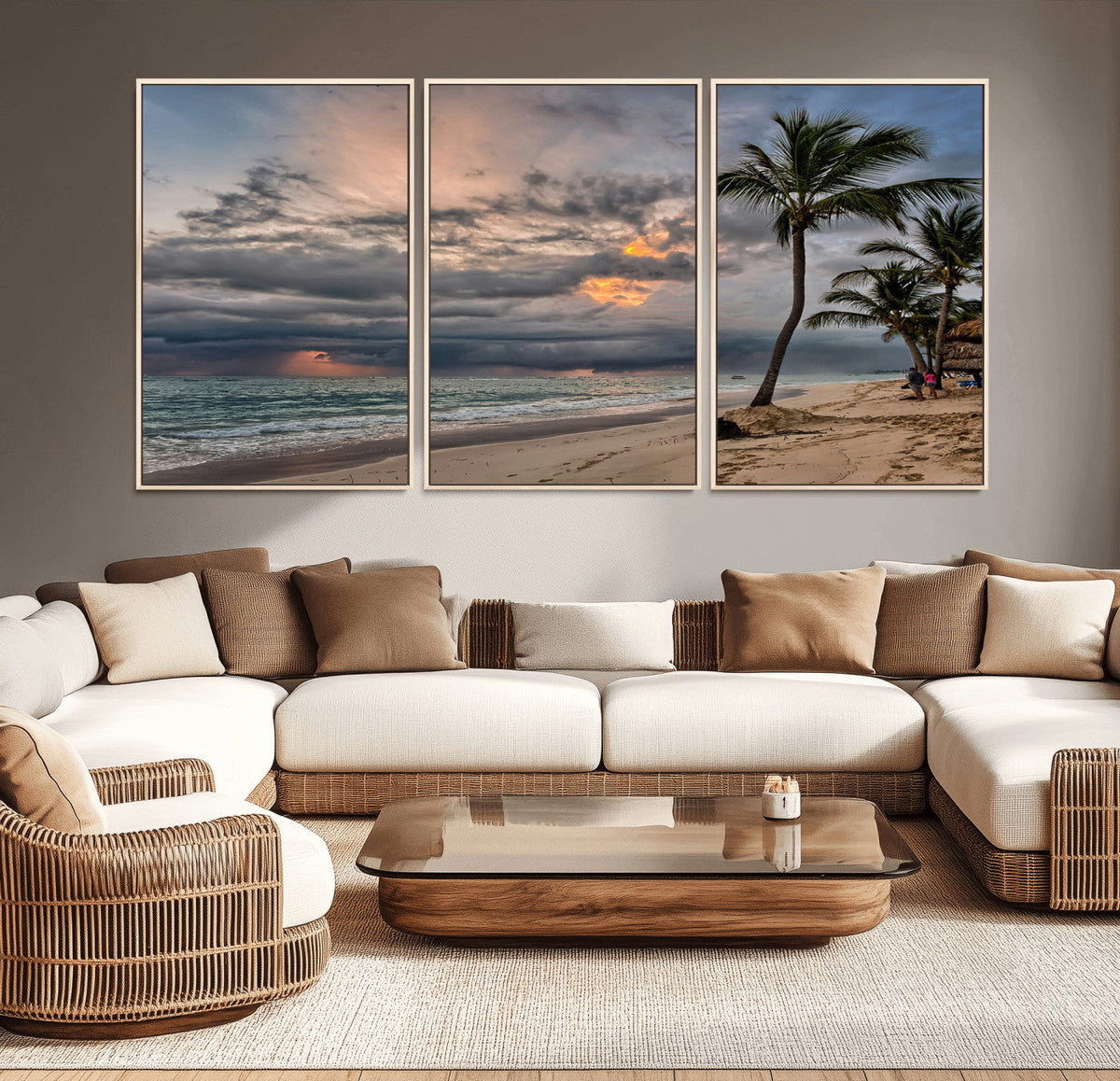 Tropical Storm Wall Art Canvas Print – Framed Moody Beach