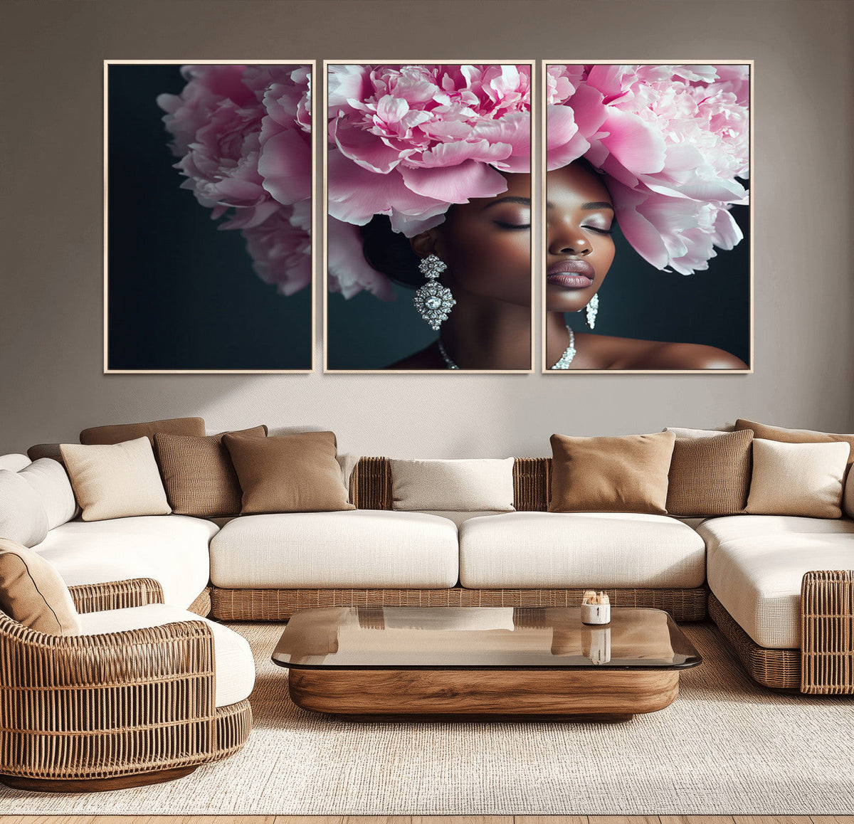 Black Beauty Petal Crown Wall Art Canvas Print – Floral