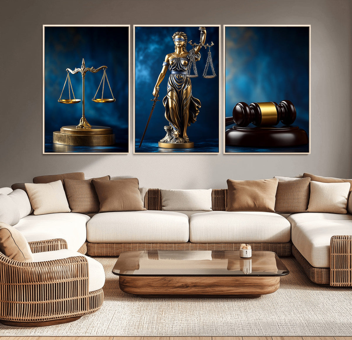 Lady Justice Wall Art Canvas Print – Elegant Gold Legal