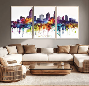 Atlanta Skyline Wall Art Canvas Print – Framed Colorful