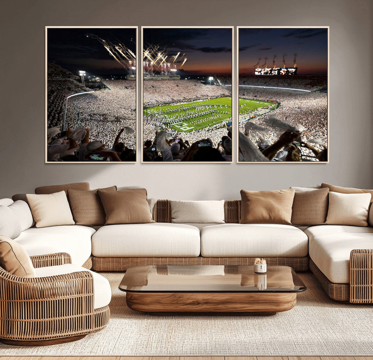 Penn State Stadium Wall Art – White Out Football Game Canvas
