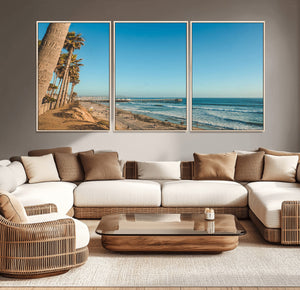 Scenic Beach Wall Art Canvas Print – Tall Palm Trees, Sandy