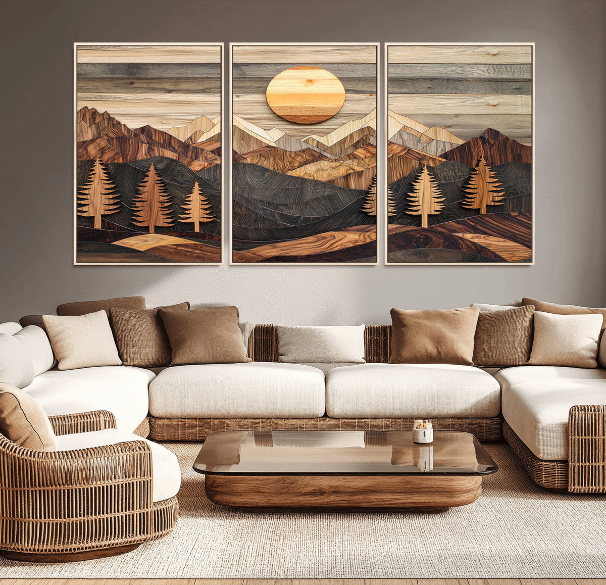 Wood Mountain Wall Art Canvas Print – Layered Forest and