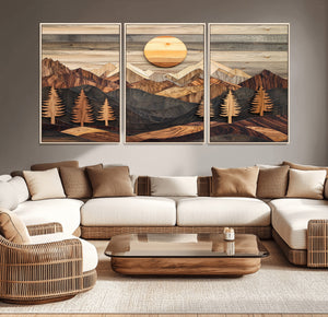 Wood Mountain Wall Art Canvas Print – Layered Forest and