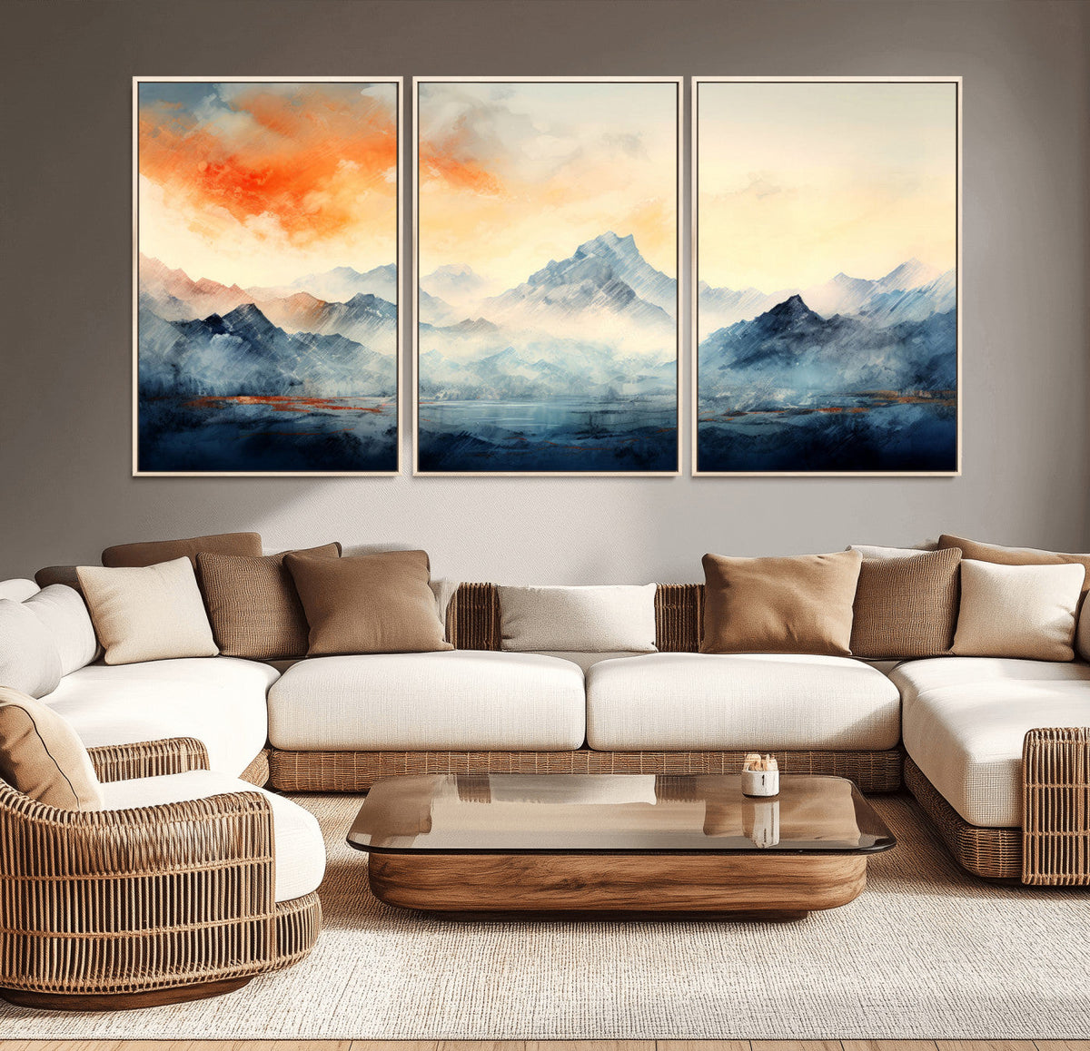 Warm Clouds Abstract Mountain Wall Art Canvas Print