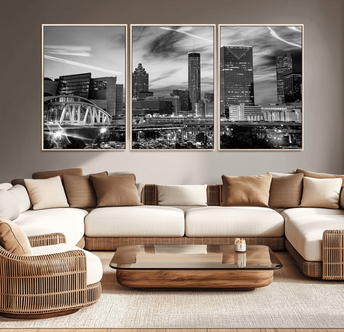 Black and White Atlanta Wall Art Canvas Print