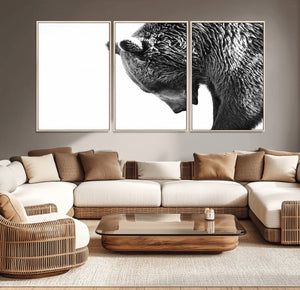Black and White Grizzly 399 Bear Canvas Print Wall Art |