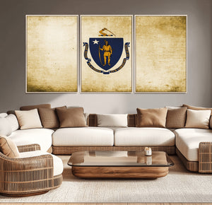 Massachusetts Flag Wall Art Canvas Print