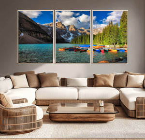 Moraine Lake 3-Panel Wall Art, Majestic Mountain and Lake