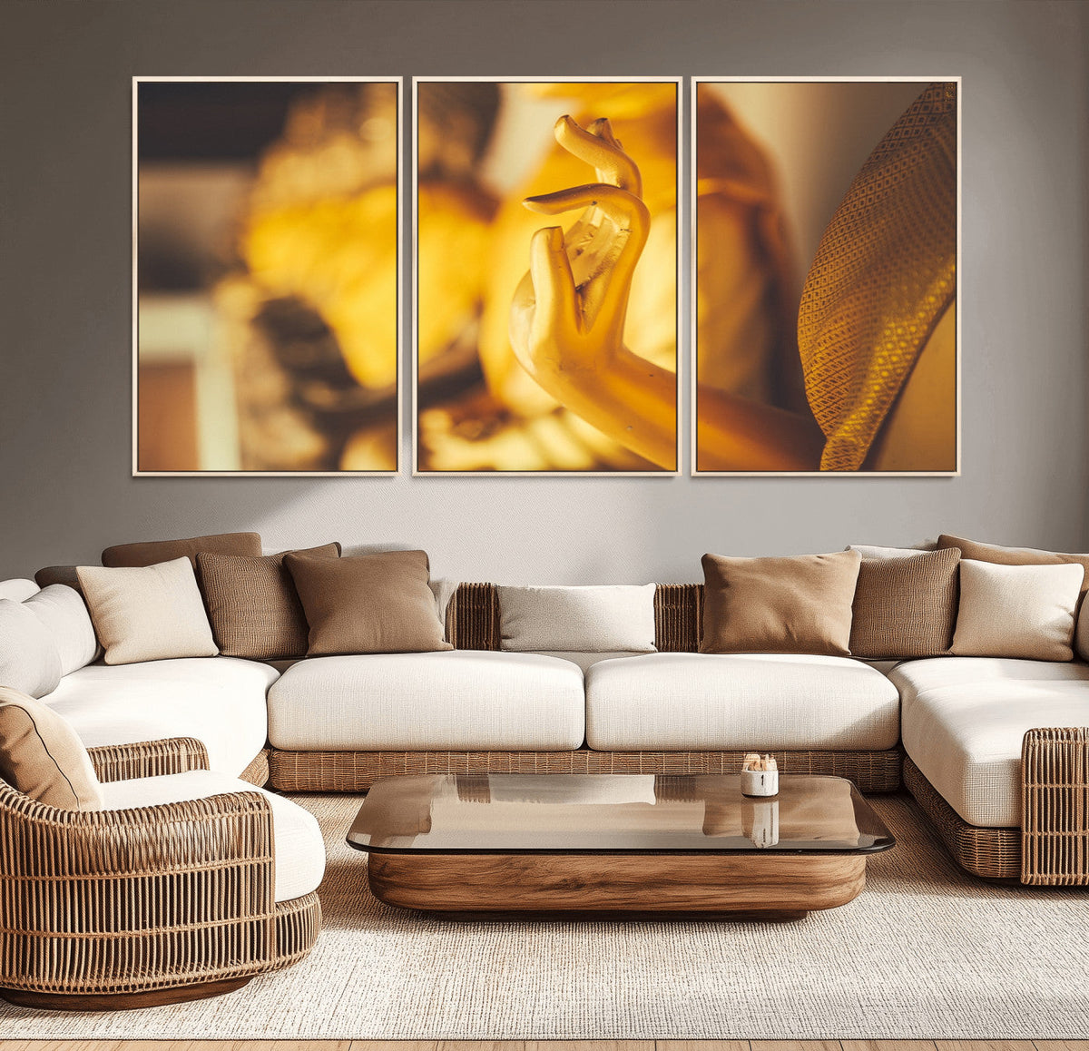 Gold Buddha Statue Hands Wall Art Canvas Print