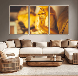 Gold Buddha Statue Hands Wall Art Canvas Print